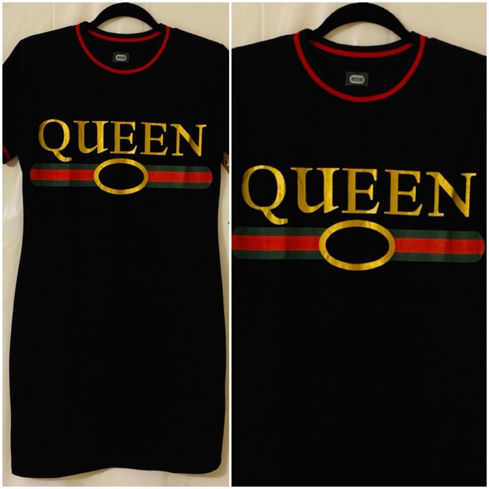 “QUEEN” Red and Green logo Dress